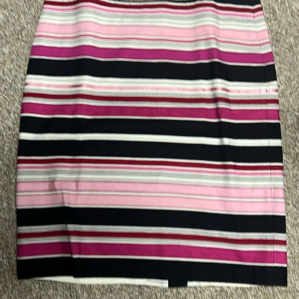 Talbots Pink, Black & White Striped Pencil Skirt